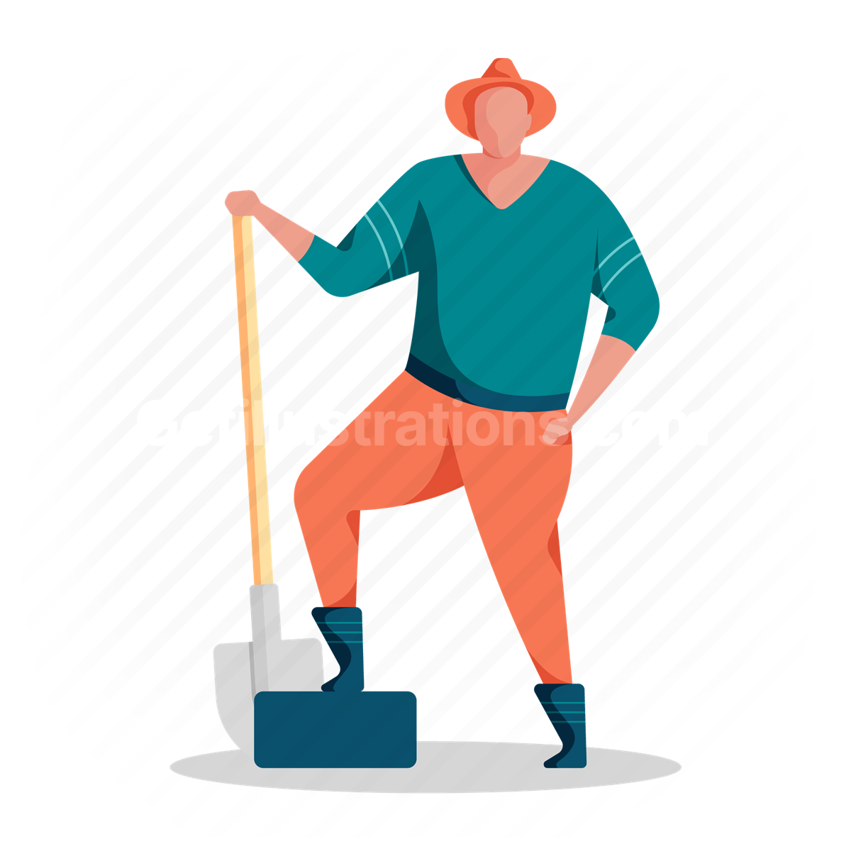 man, shovel, tool, dig, construction